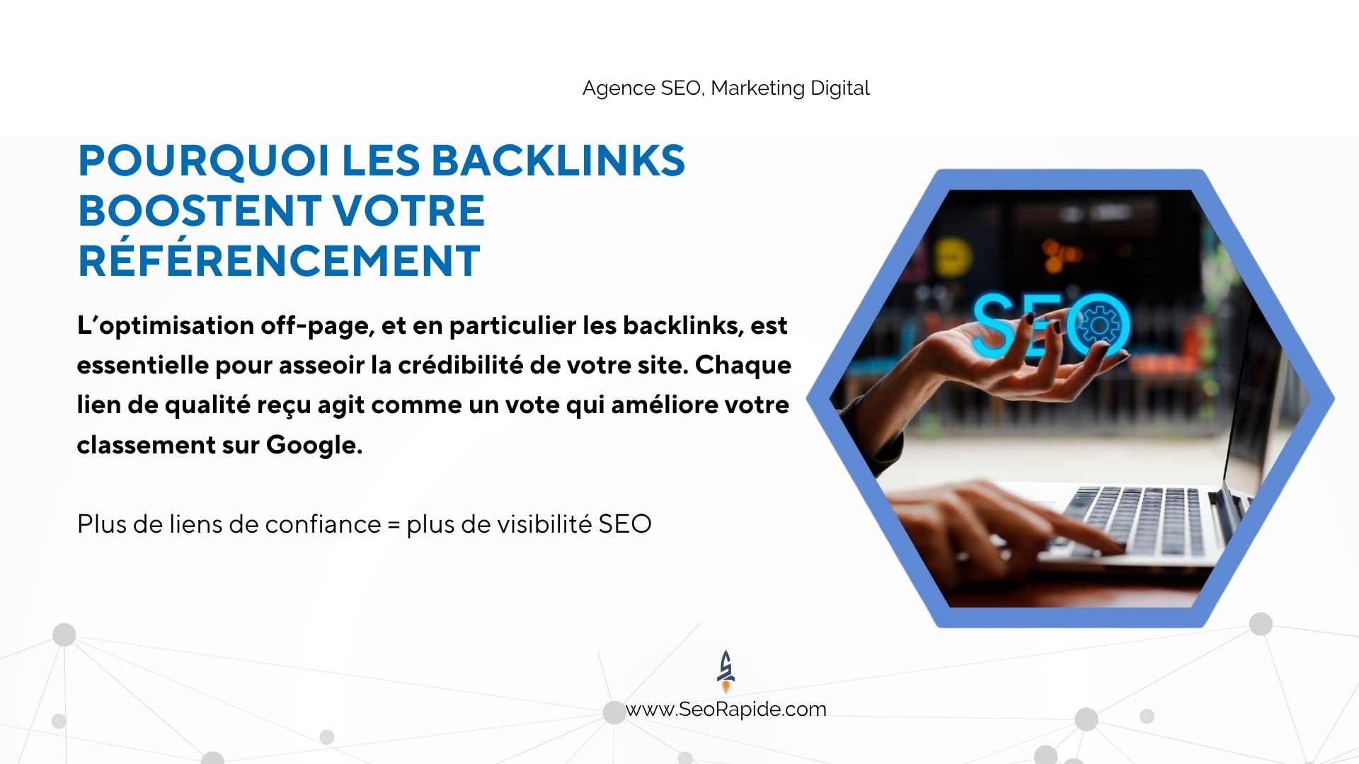 Les backlinks renforcent l’autorité SEO d’un site web, augmentent le trafic qualifié et améliorent significativement sa position sur Google.
