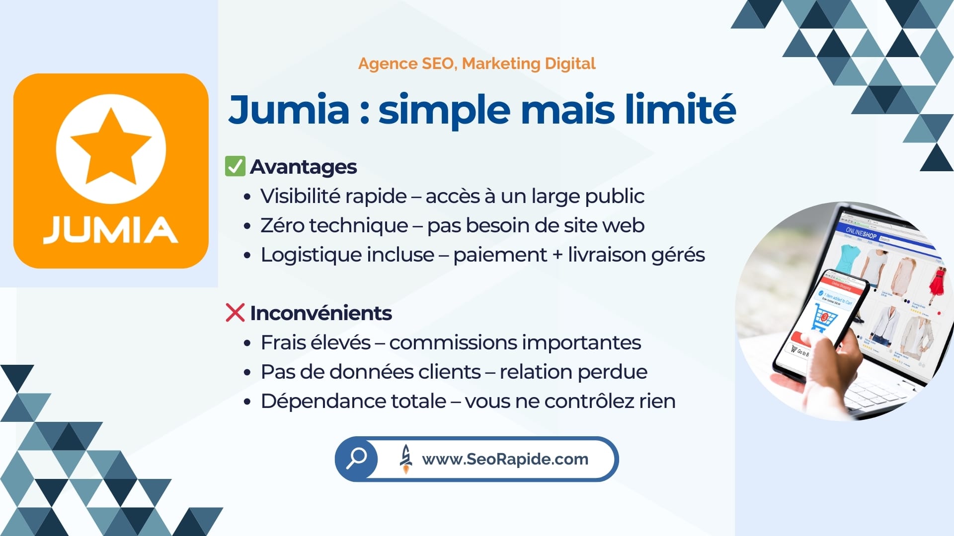 Résumé des 3 avantages et 3 inconvénients de vendre sur Jumia