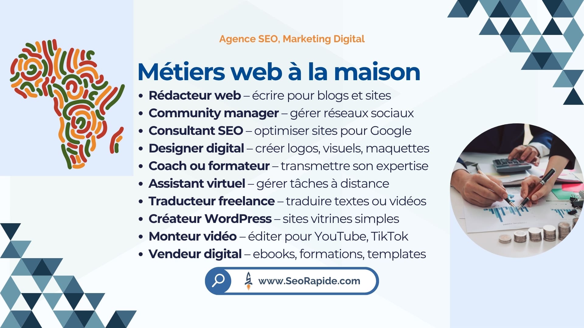 Métiers du web faciles à faire depuis la maison en Afrique